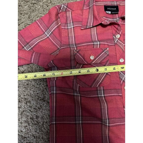 MARMOT Red Plaid Button Up Shirt Gorpcore Outdoor Hiking Western Casual SMALL - Picture 6 of 10